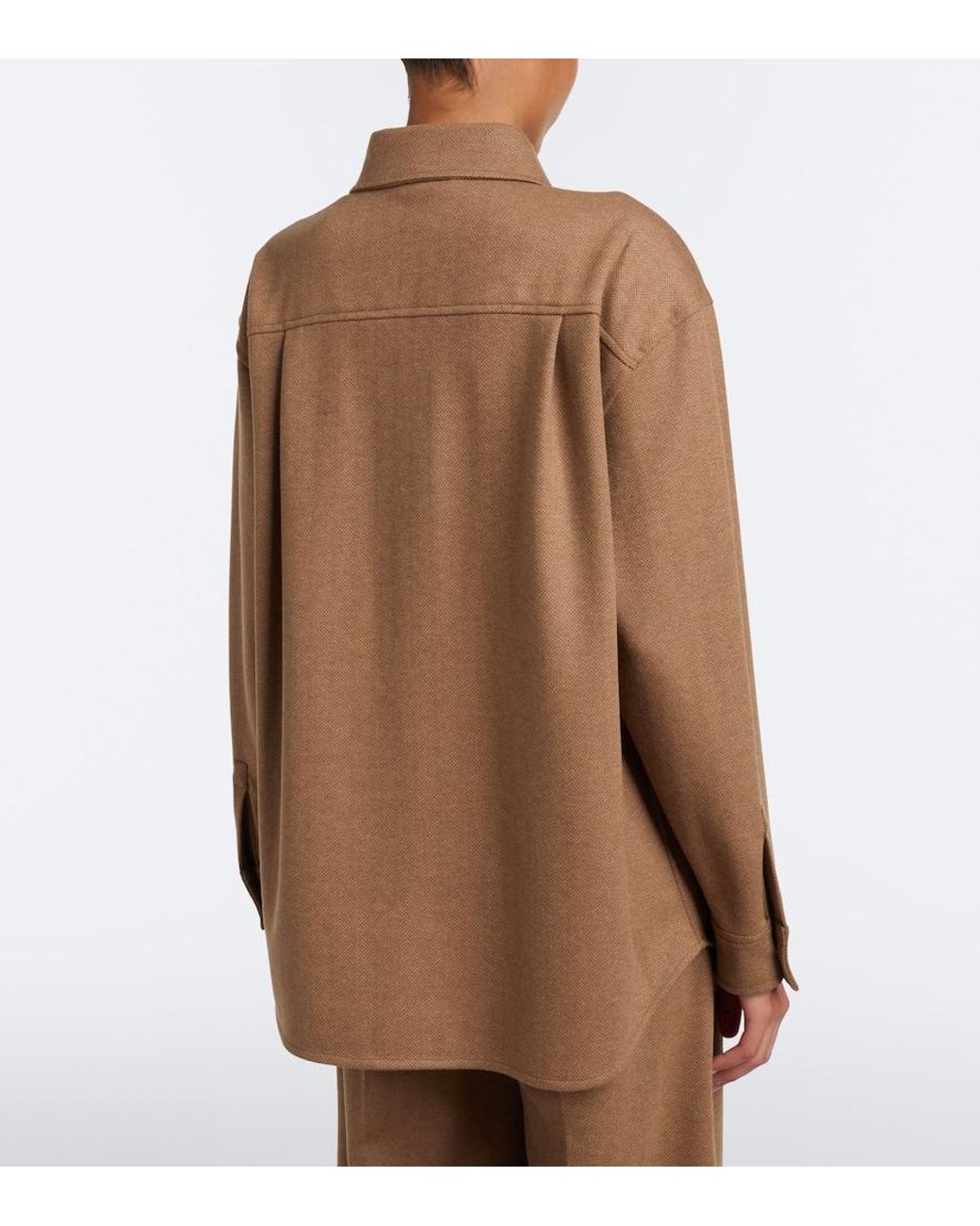 Max Mara Brown Camel Hair And Wool-Blend Shirt