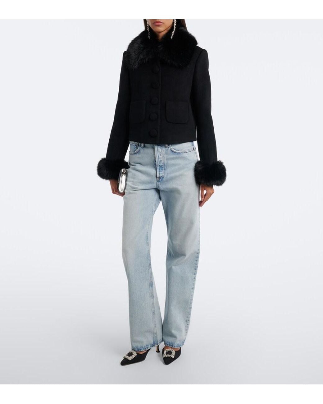 Self-Portrait Black Wool-Blend Jacket