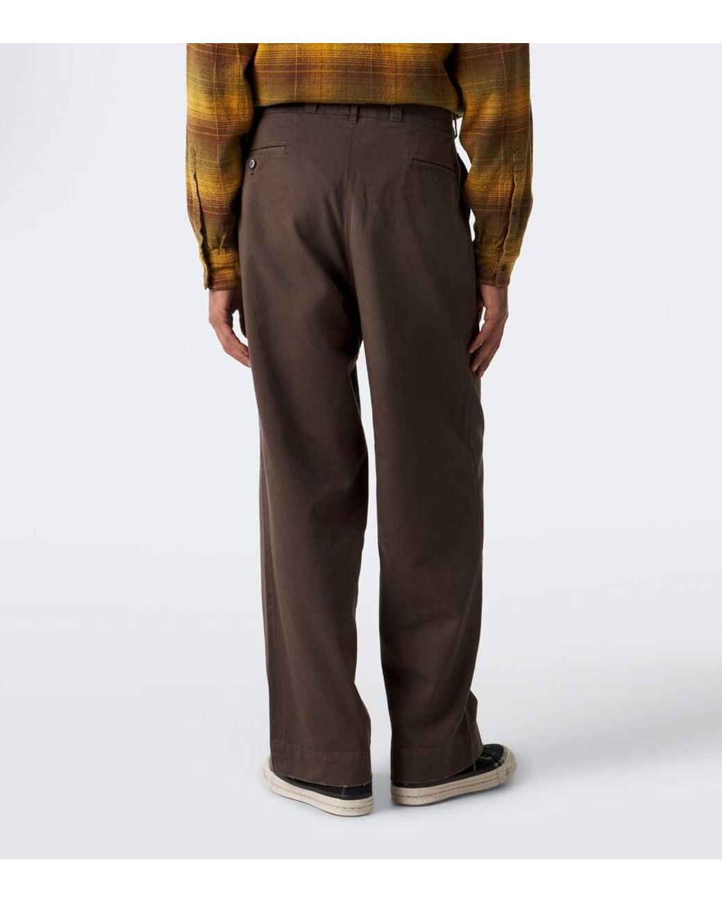 A.PRESSE Brown Cotton Twill Wide-Leg Pants for men