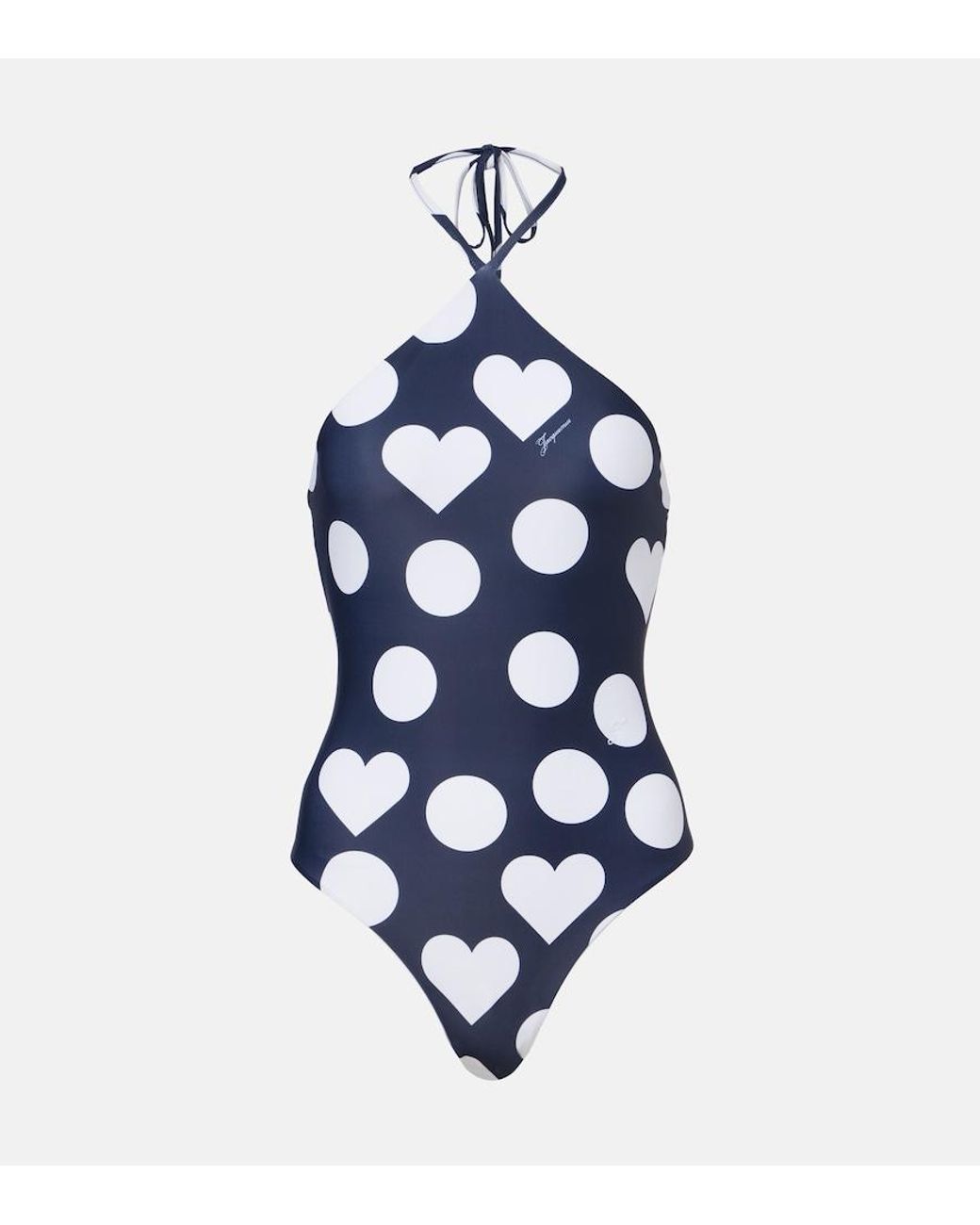 Jacquemus Blue Bastide Printed Halterneck Swimsuit