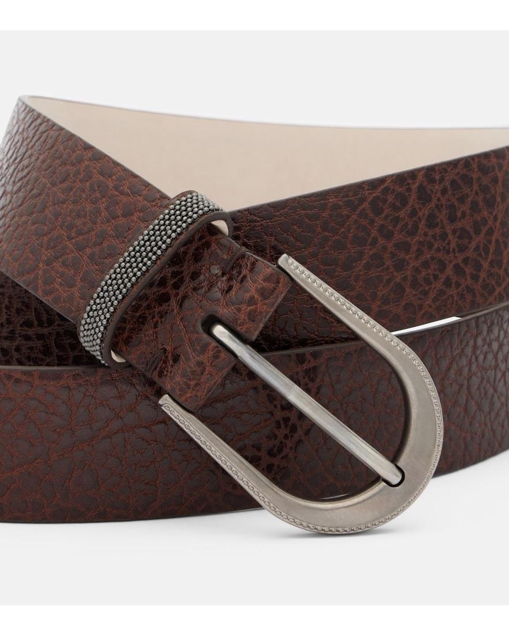Brunello Cucinelli Brown Monili Leather Belt