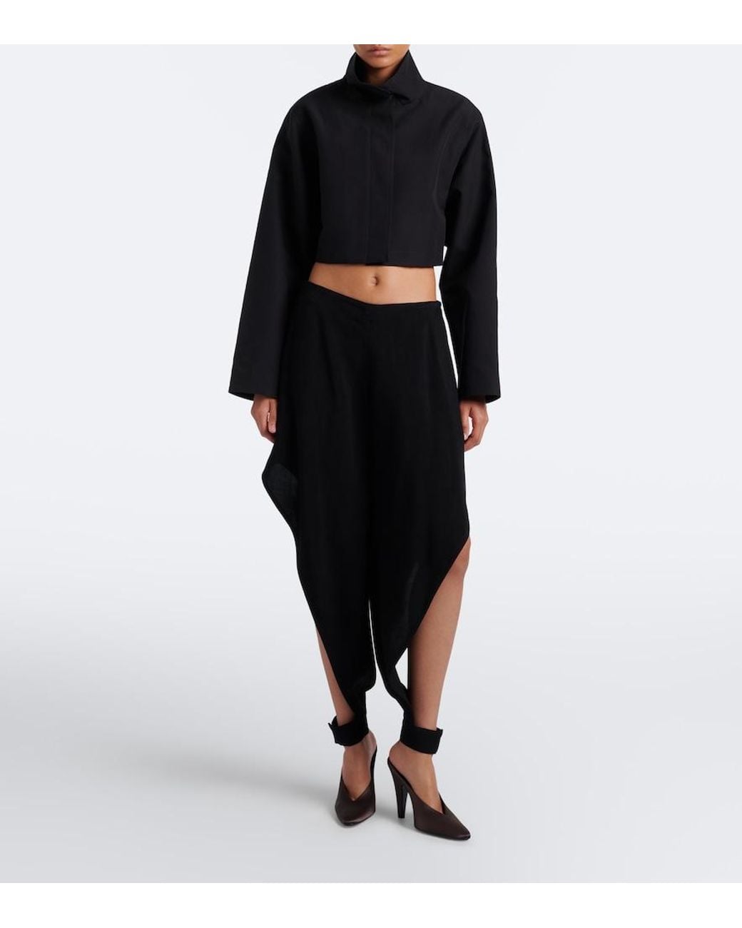 Alaïa Black Cropped Cotton And Silk Jacket
