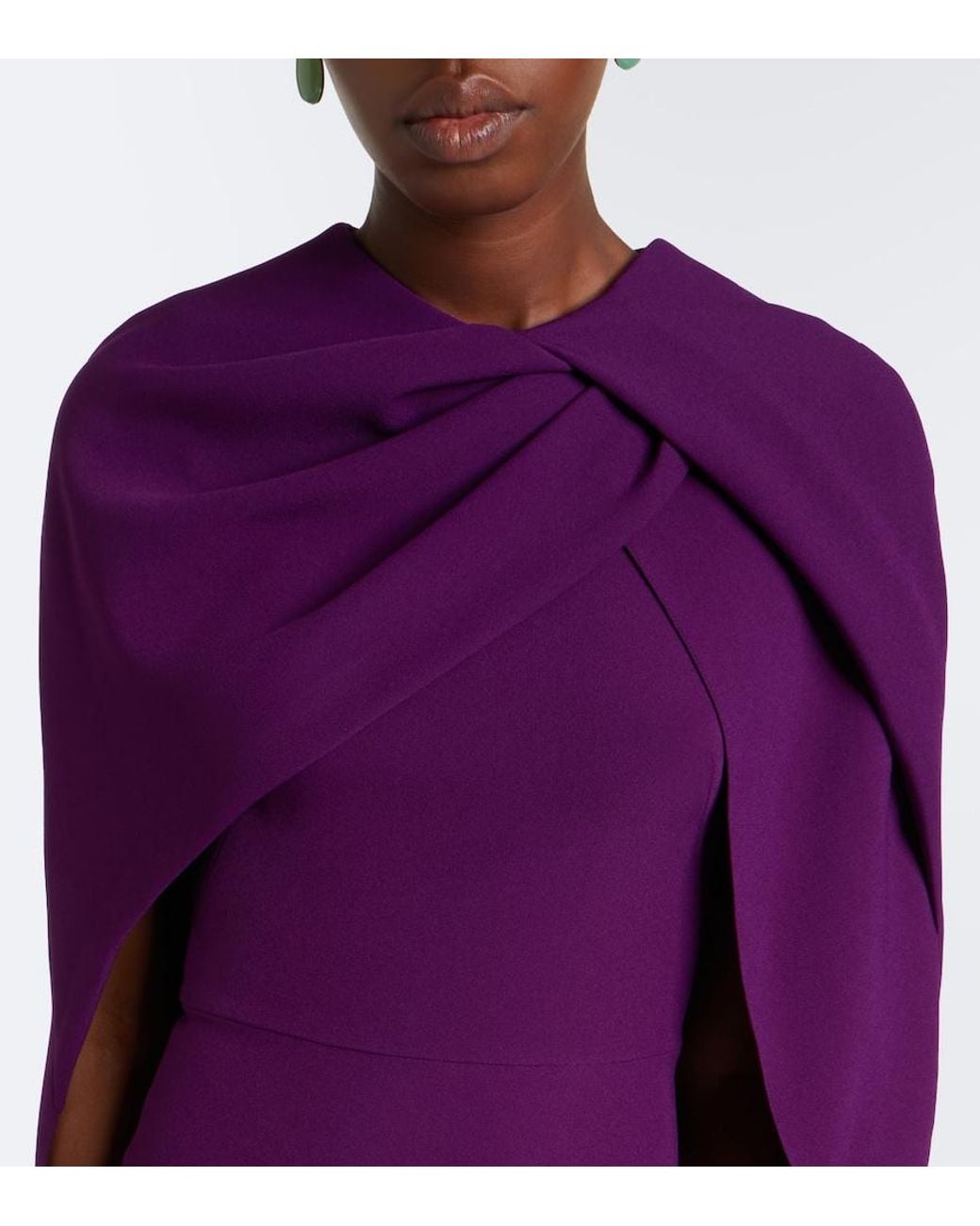 Safiyaa Purple Oria Caped Crepe Midi Dress