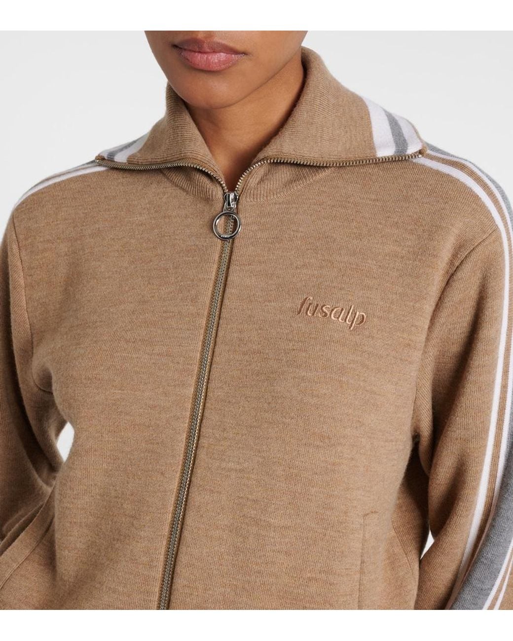 Fusalp Brown Benada Striped Wool-Blend Jacket