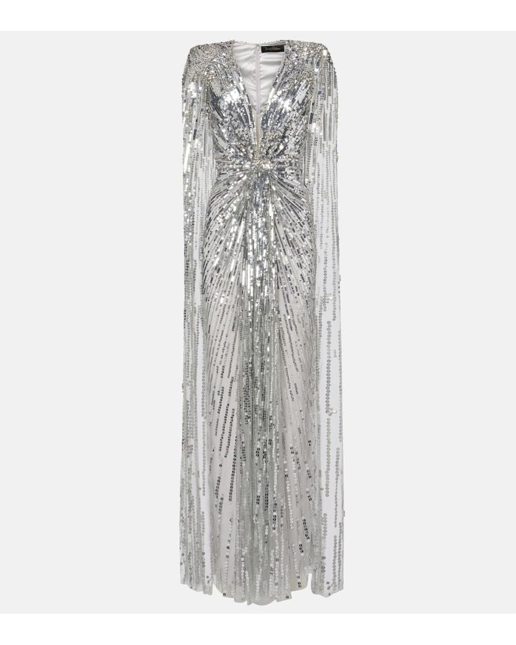 Jenny Packham Gray Rush Sequined Cocktail Dress