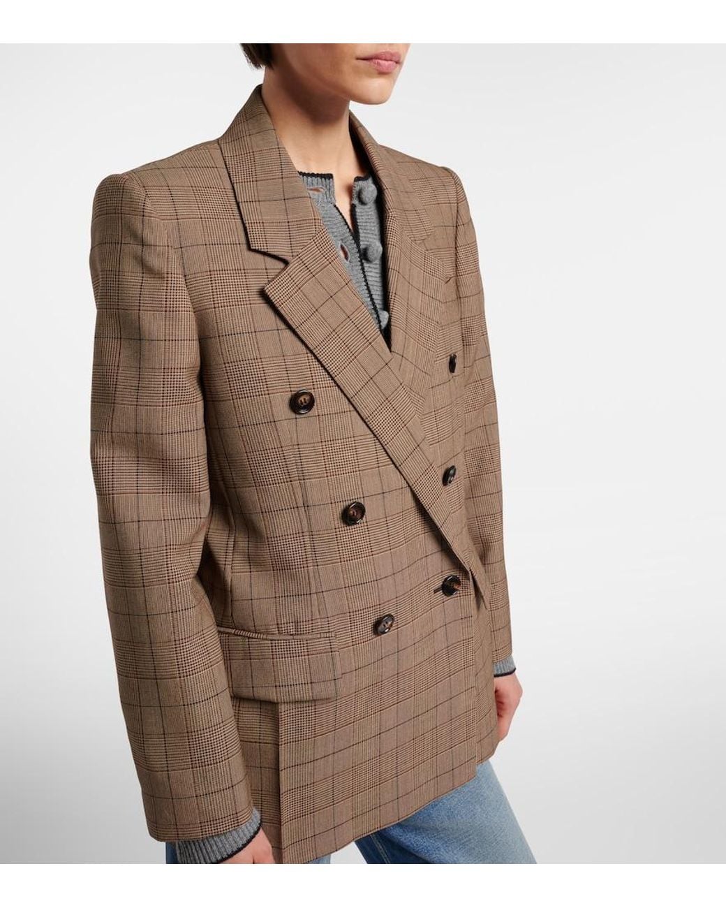 Chloé Brown Checked Wool Blazer