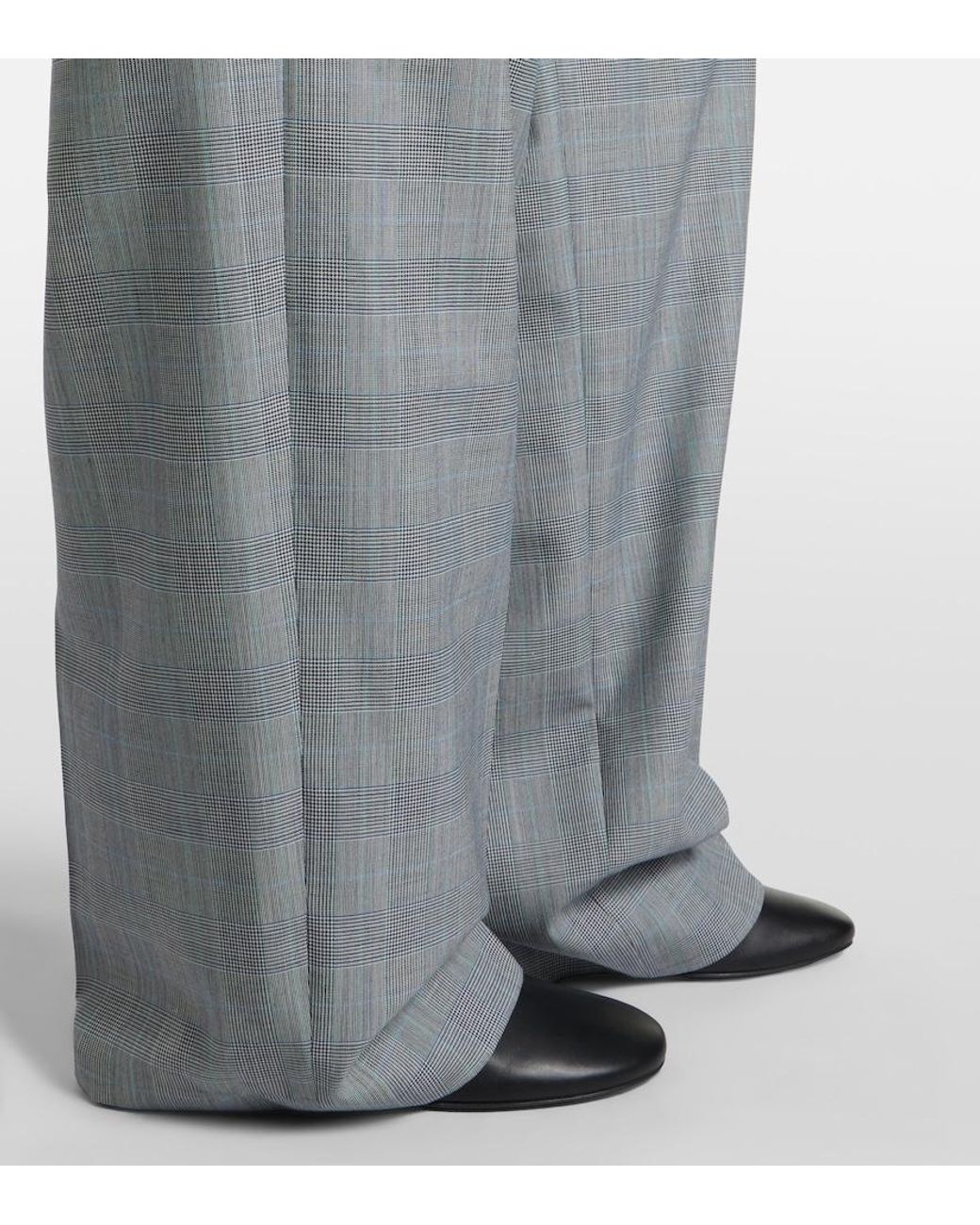 Givenchy Gray Checked Wool Wide-Leg Pants