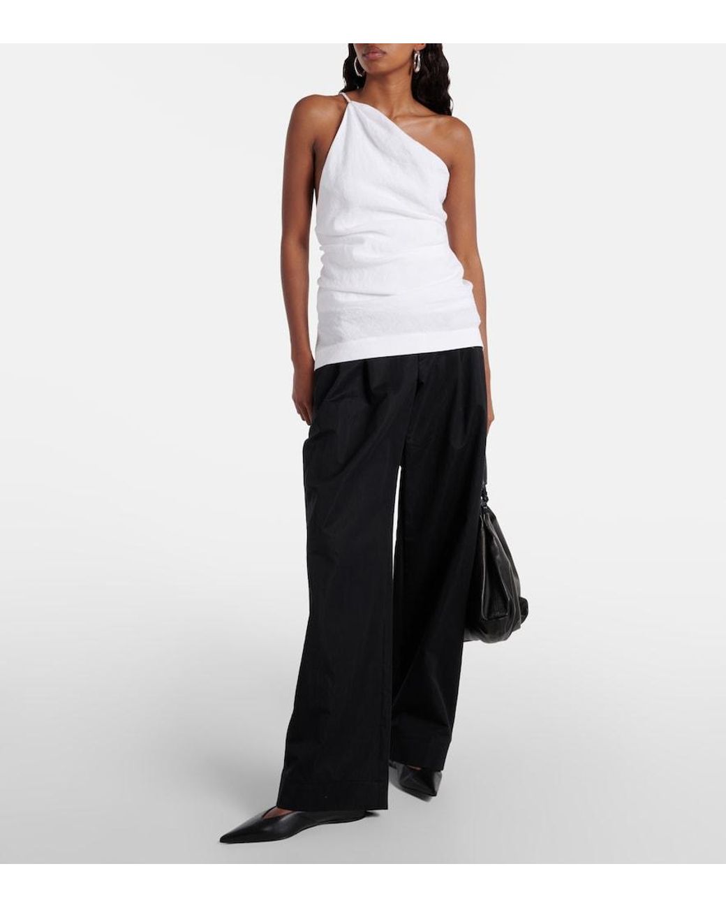 TOVE White Petra One-Shoulder Linen Top