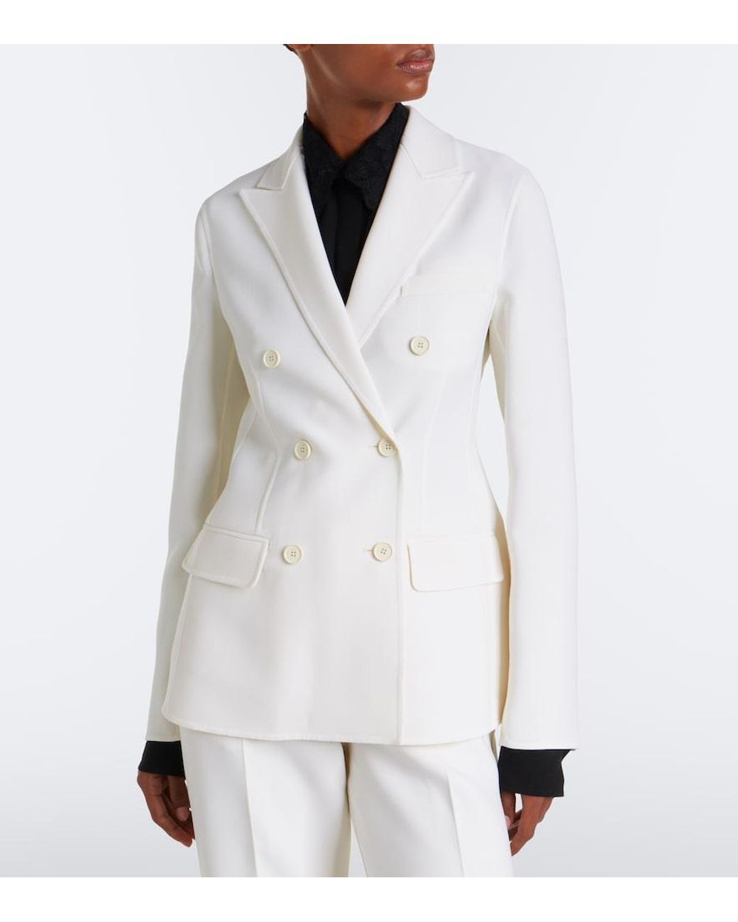 Fendi White Double-Breasted Virgin Wool Blazer