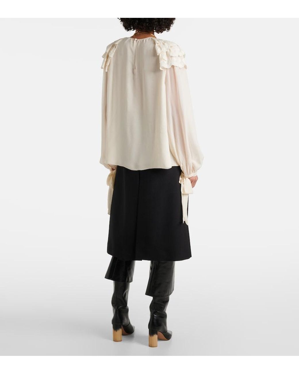 Chloé White Ruffled Silk Blouse