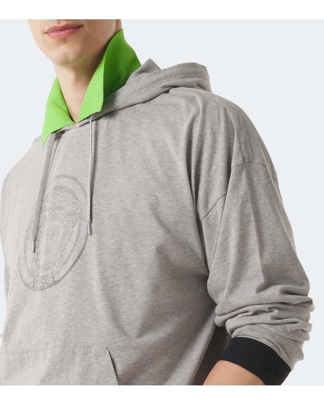 Versace Gray Medusa Cotton Jersey Hoodie for men