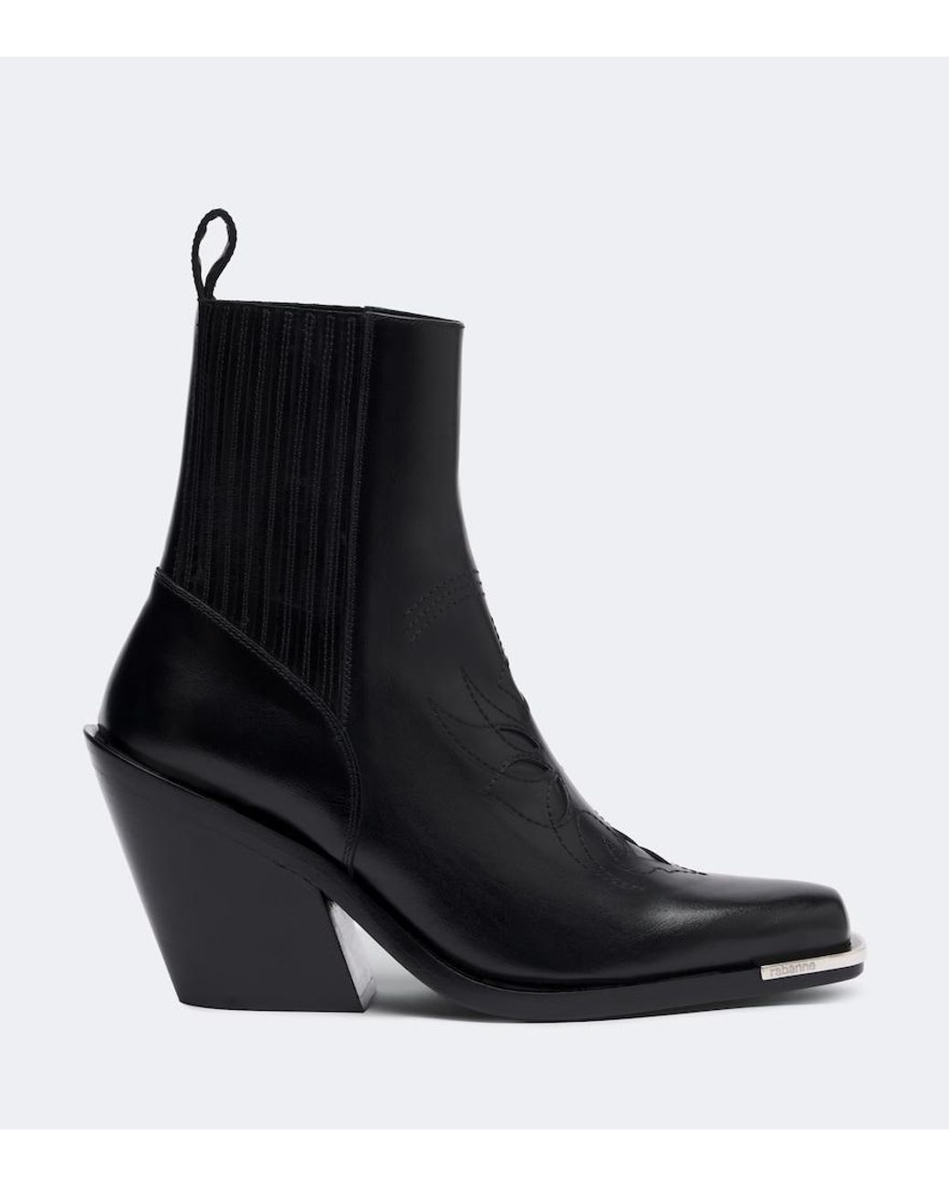 Rabanne Black Leather Cowboy Boots