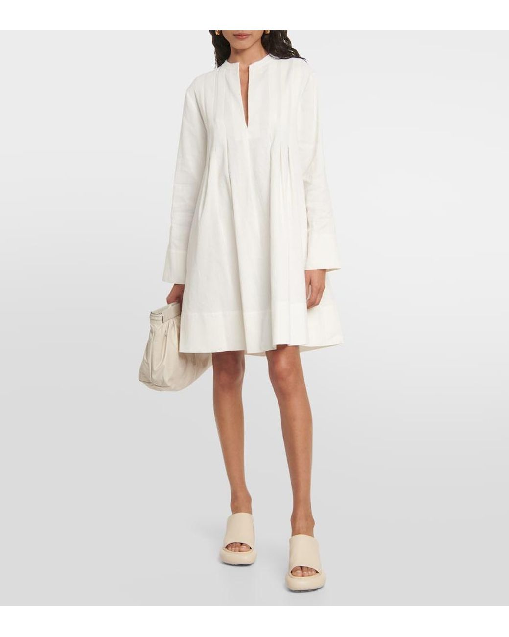 Vince White Trapeze Linen-Blend Minidress