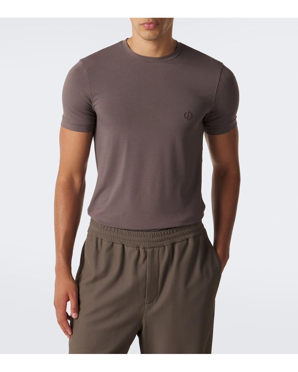 Giorgio Armani Brown Logo Jersey T-Shirt for men