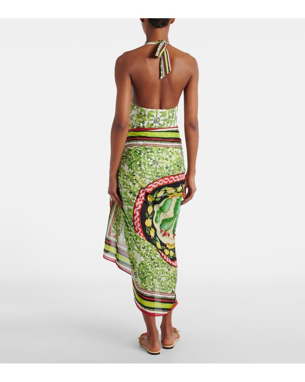 Dolce & Gabbana Green Printed Cotton Beach Cover-Up