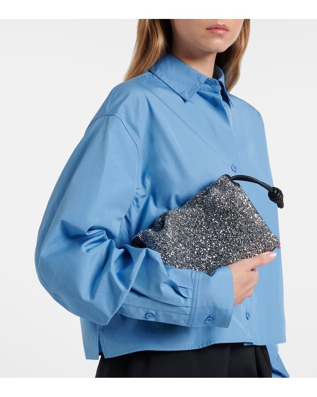 Loewe Gray Flamenco Mini Beaded Clutch