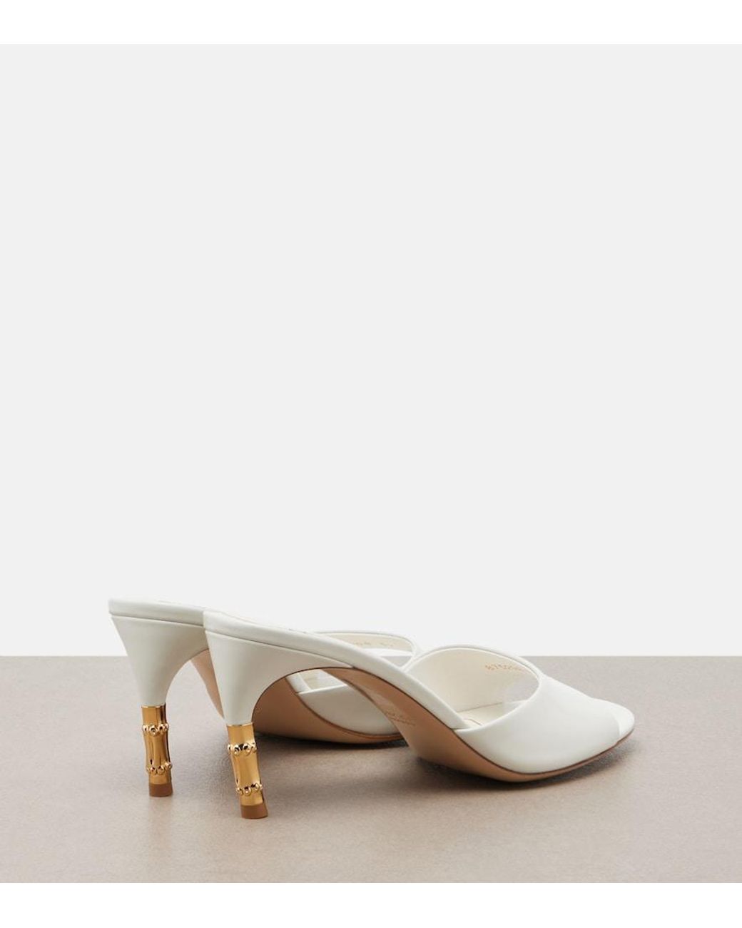 Gucci White Bamboo Leather Mules