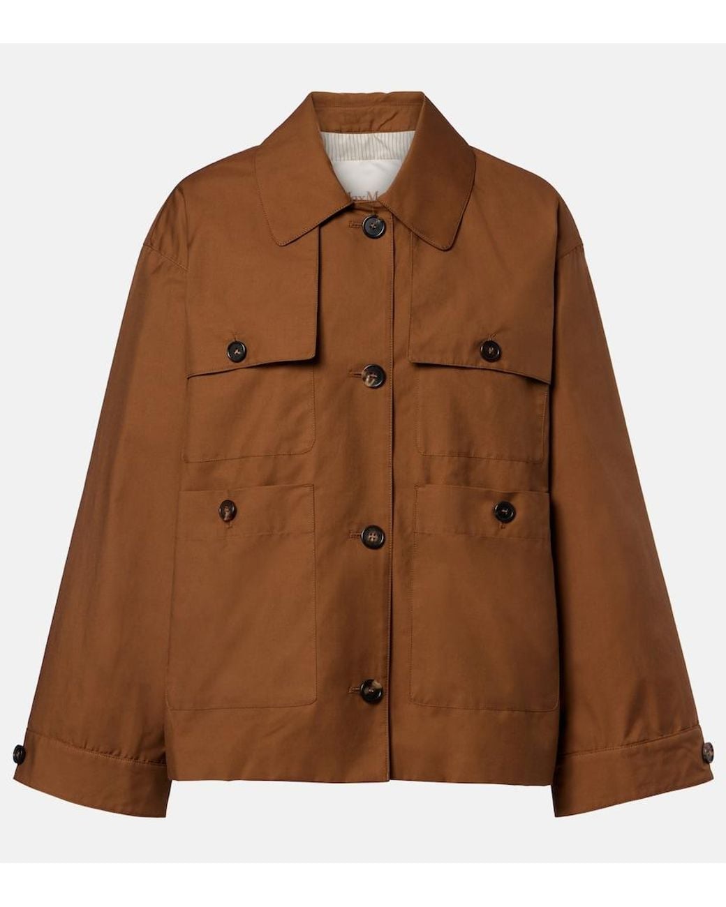 Max Mara Brown The Cube Bouquet Cotton-Blend Twill Jacket