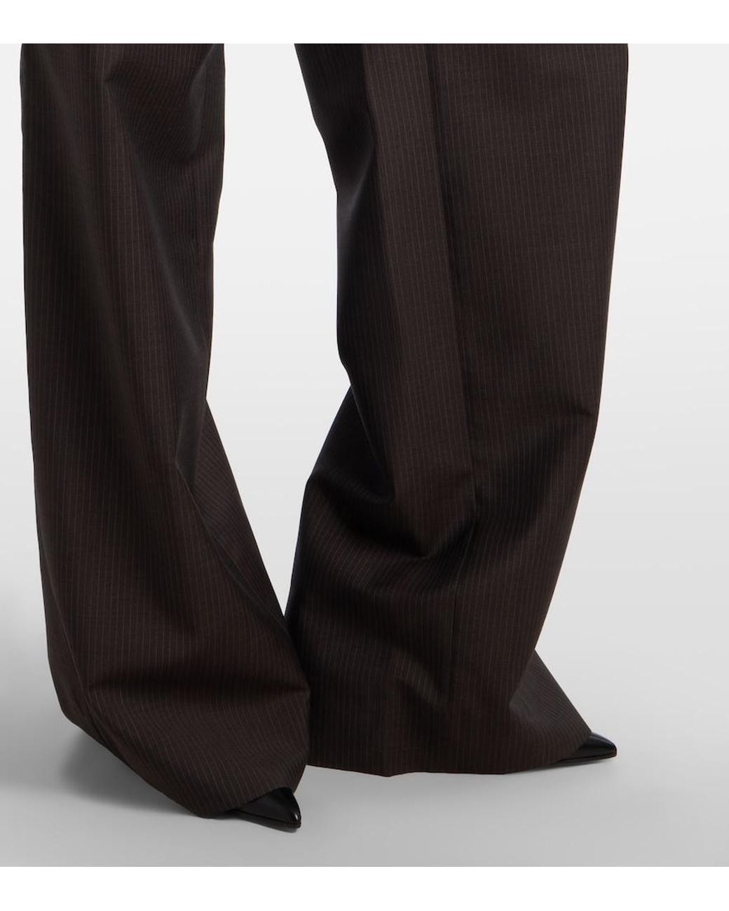Gucci Black Pinstripe Wool And Mohair Wide-Leg Pants