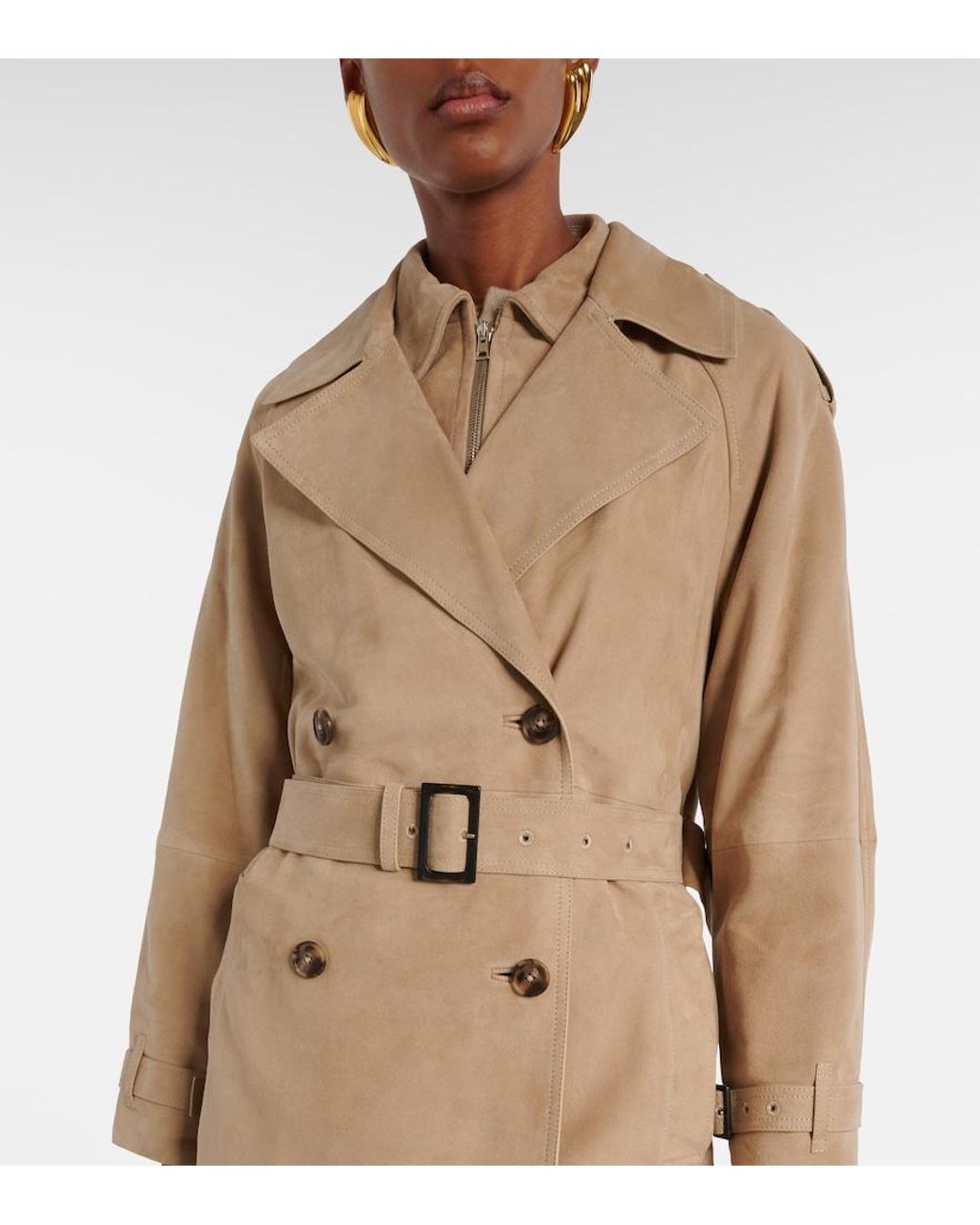 Yves Salomon Natural Suede Trench Coat