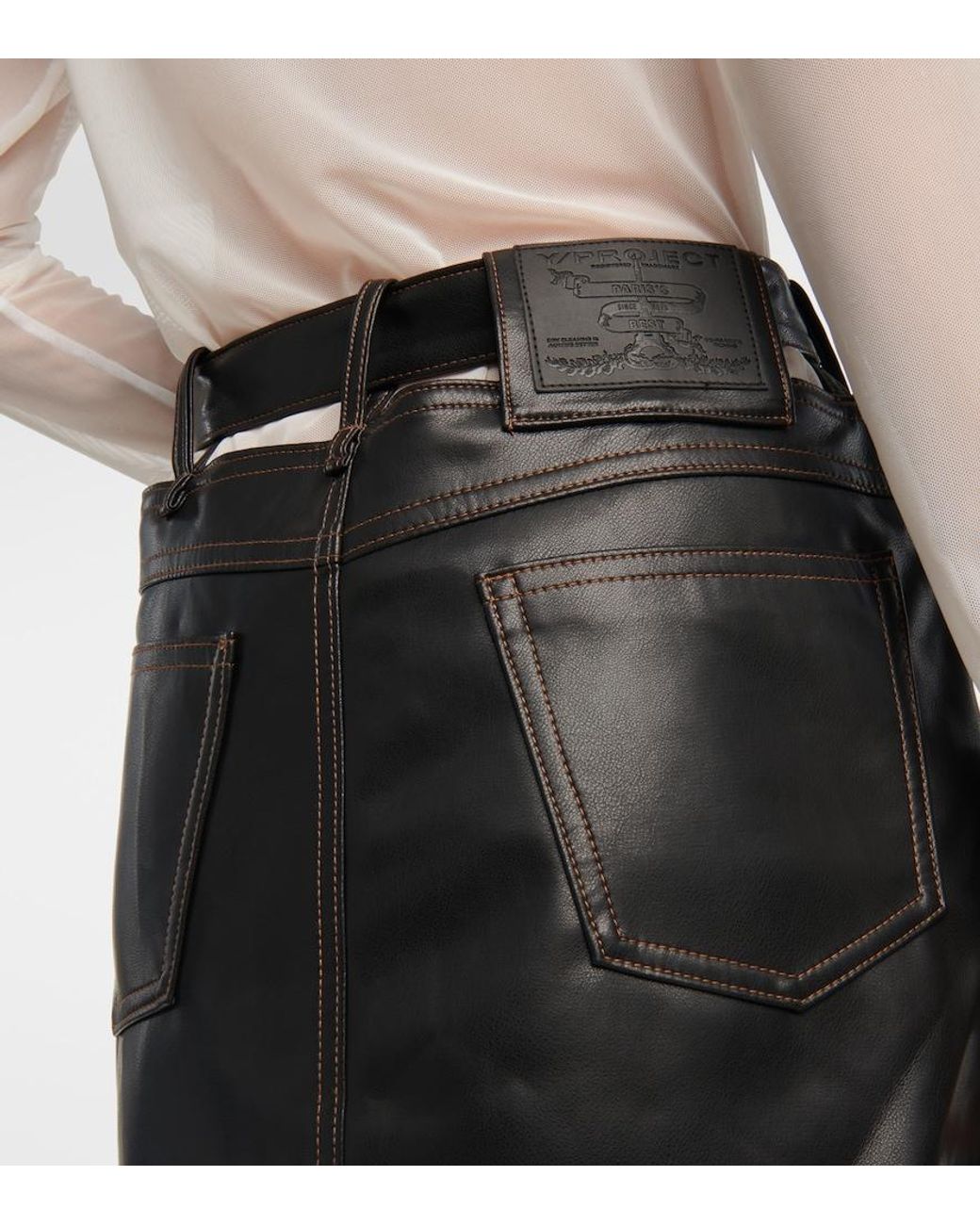 Y. Project Black Faux Leather Miniskirt