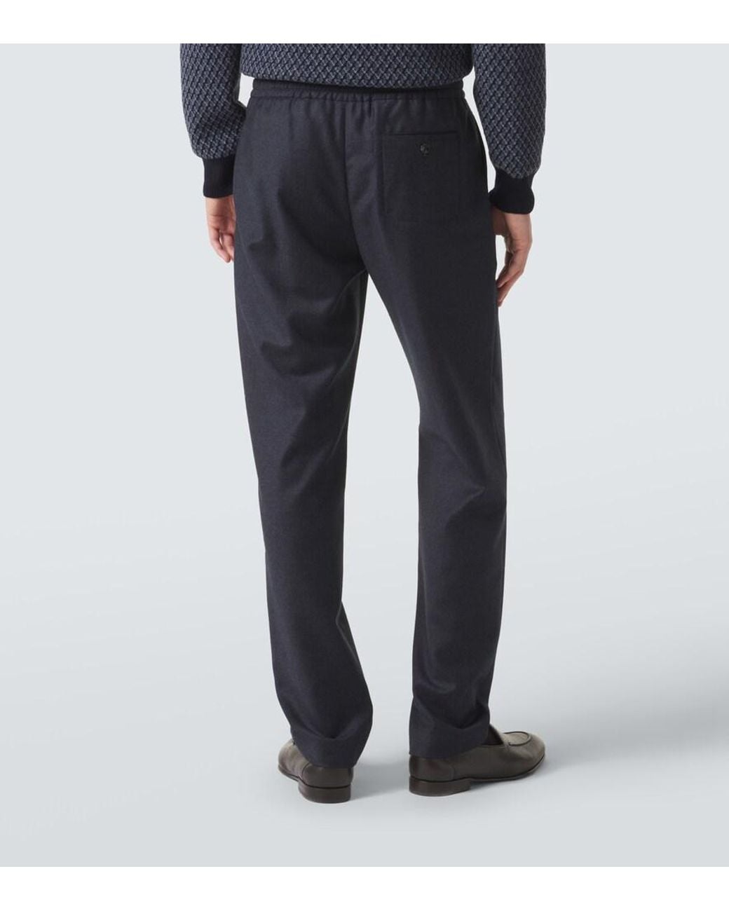 Agnona Blue Wool Straight Pants for men