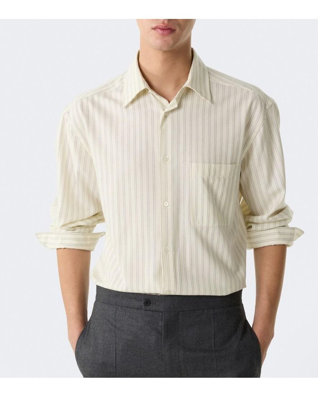 The Row White Uday Striped Cotton Poplin Shirt for men