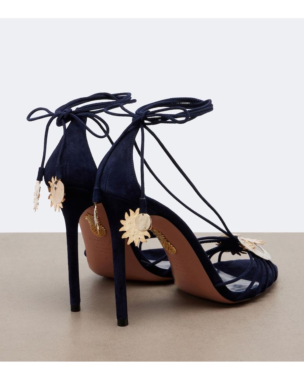 Aquazzura Blue Night Stars Embellished Suede Sandals