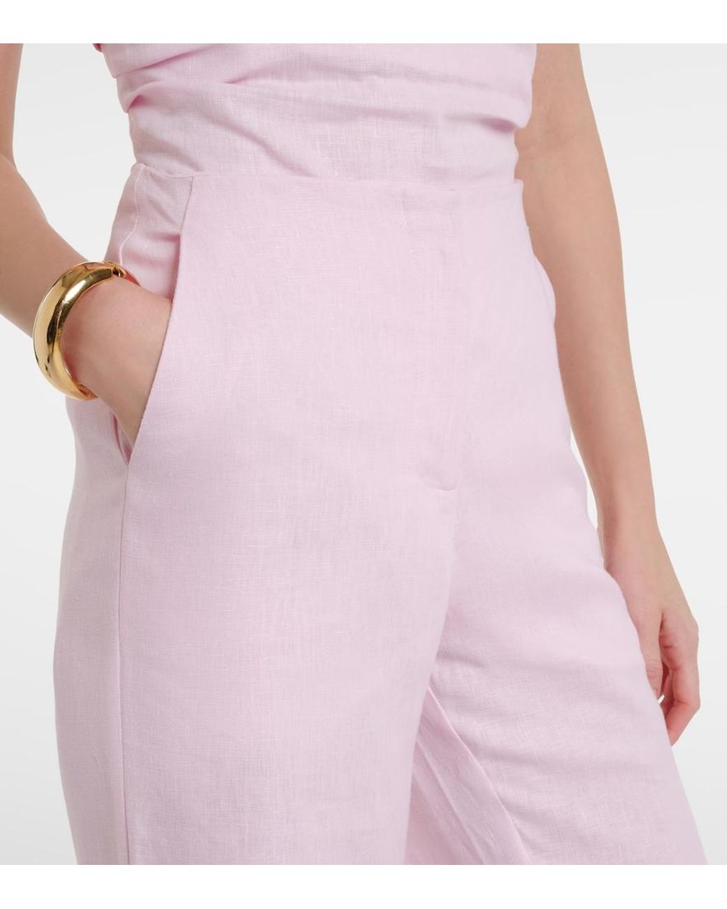 Faithfull The Brand Pink Lulea Linen Wide-Leg Pants