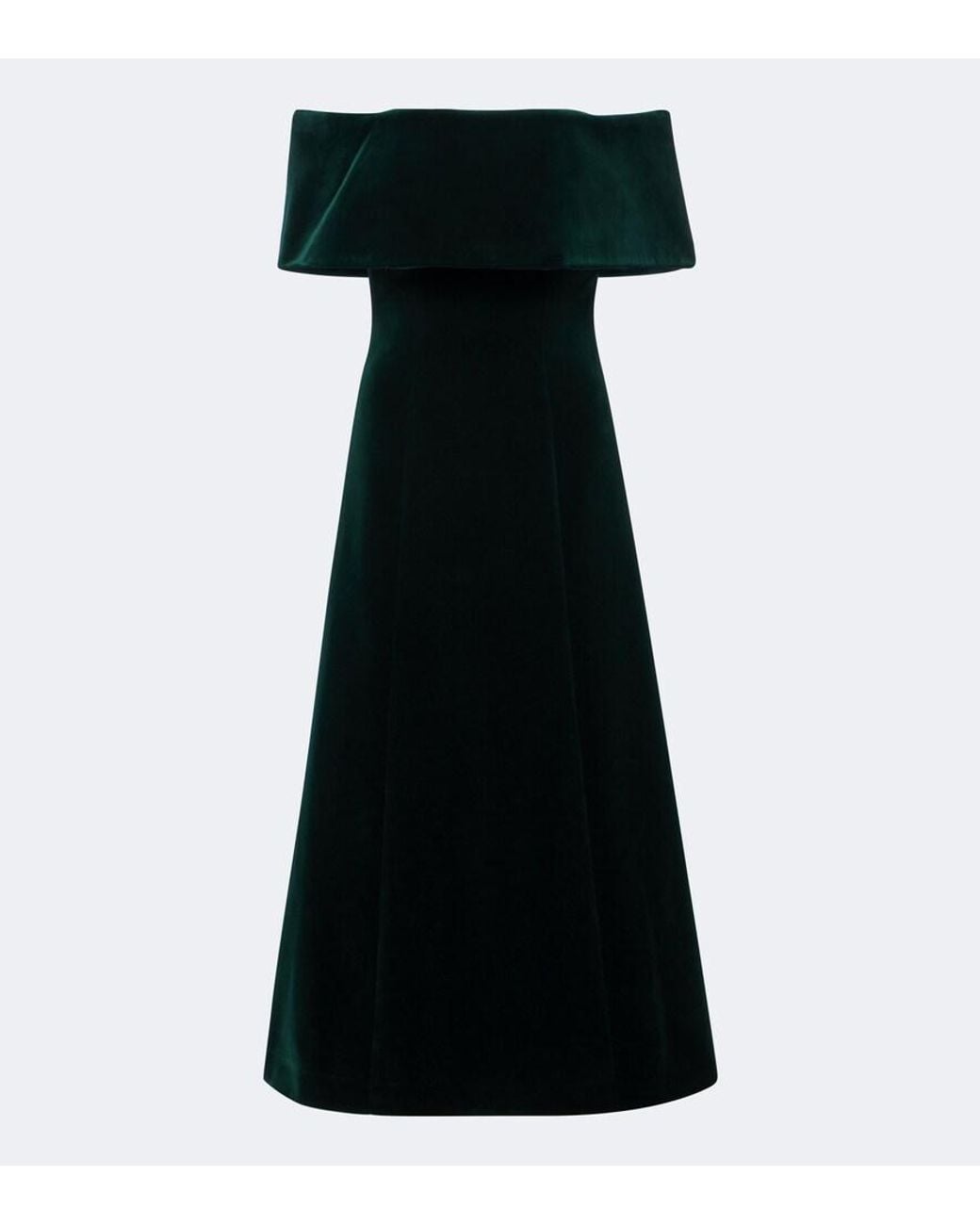Emilia Wickstead Black Off-Shoulder Cotton Velvet Midi Dress