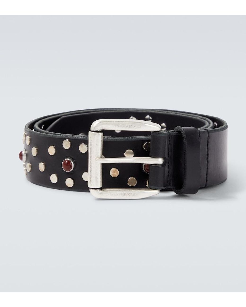 Our Legacy Black Vortex Embellished Leather Belt for men