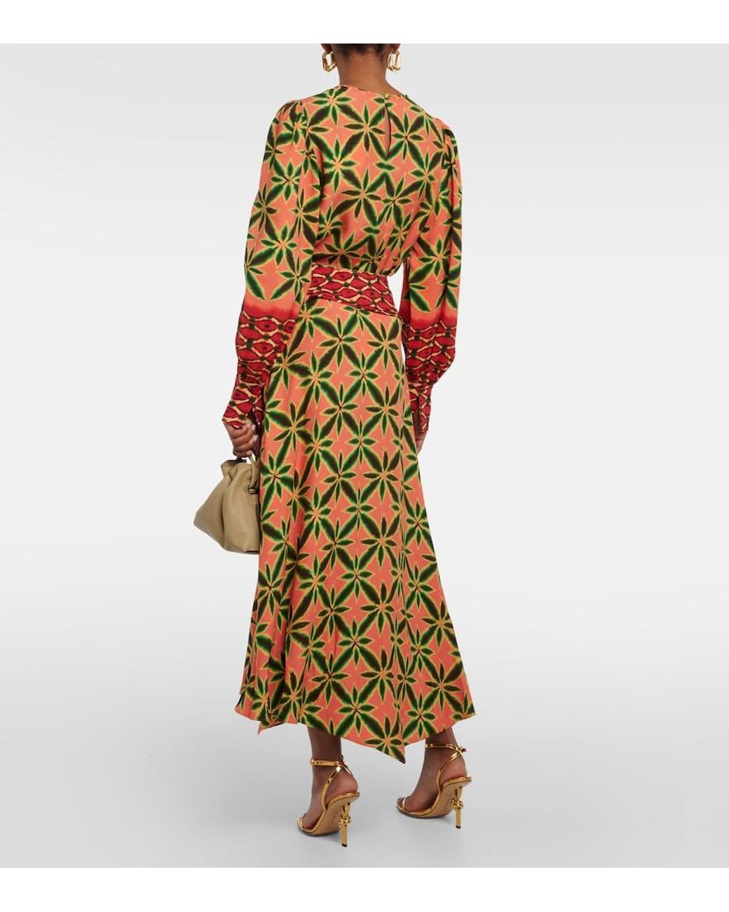 Ulla Johnson Orange Violette Ruffled Crepe Midi Skirt