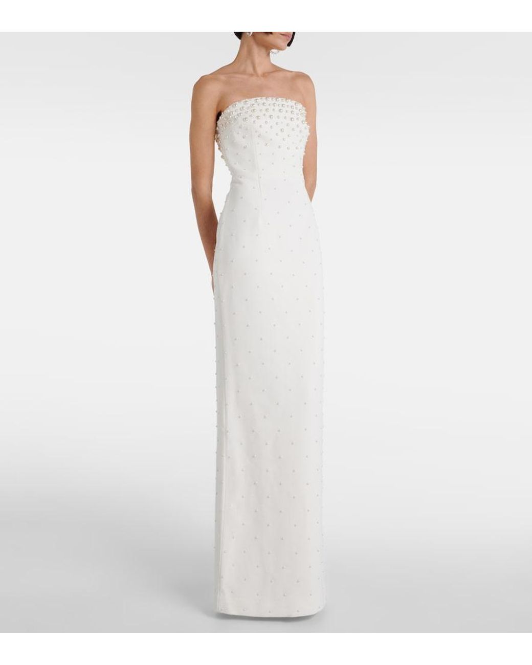 Rebecca Vallance White Bridal Theresa Faux Pearl-Embellished Gown