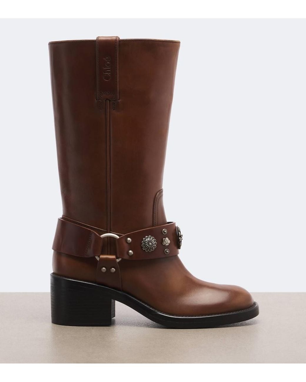 Chloé Brown Dakota Studded Leather Knee-High Boots