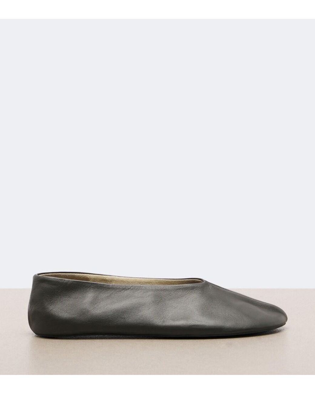 The Row Gray Stella Leather Ballet Flats