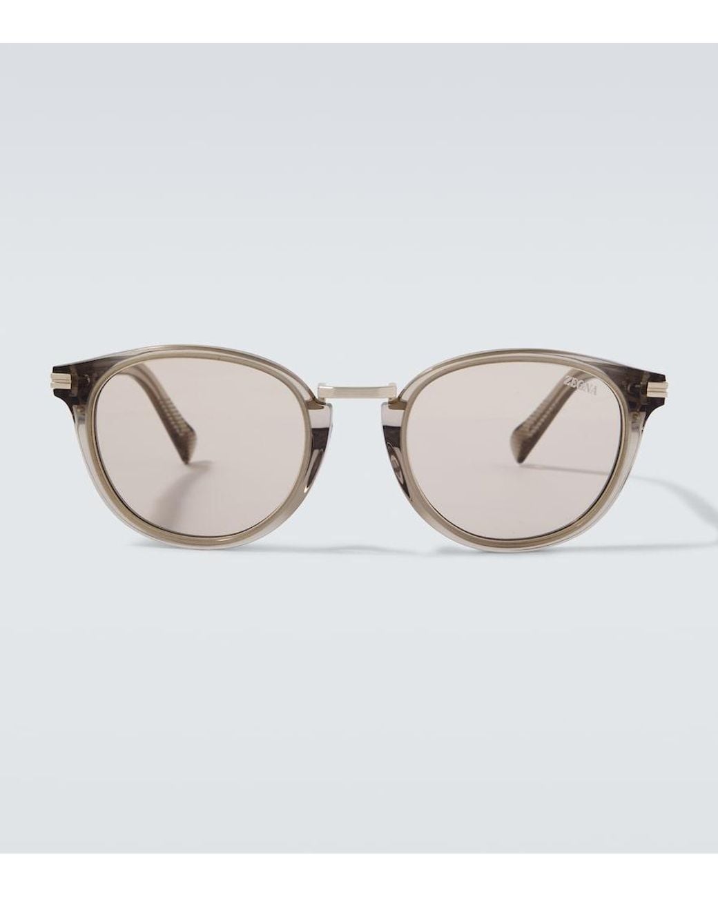 Zegna Brown Round Sunglasses for men