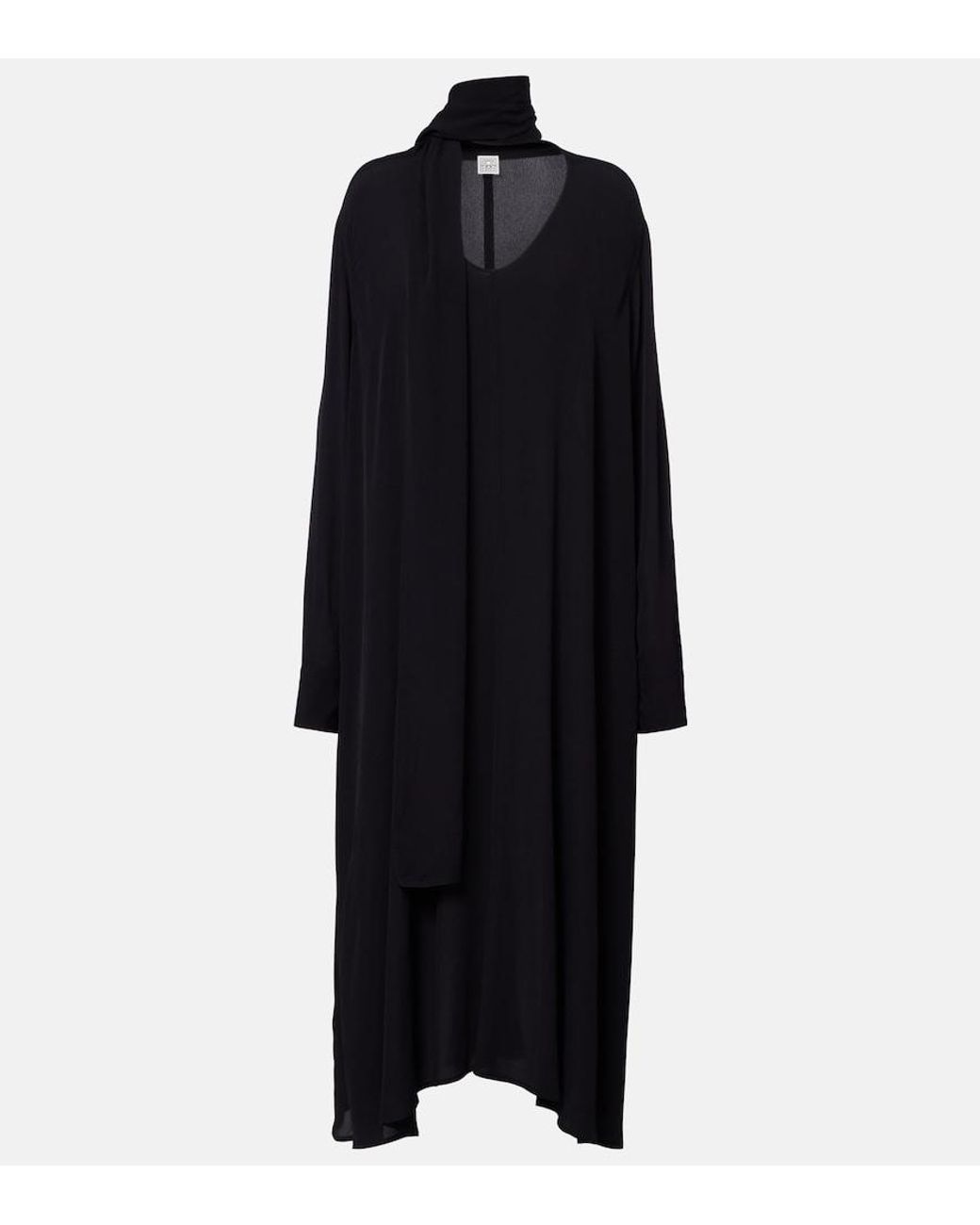 Totême Black Tie-Neck Maxi Dress