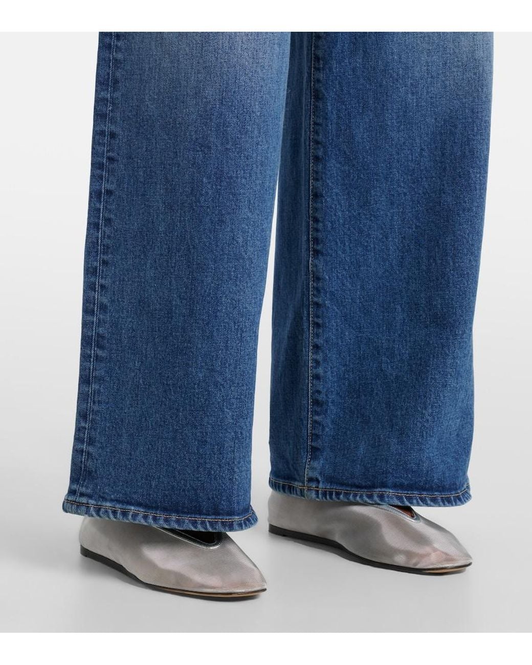 SLVRLAKE Denim Blue Selena Mid-Rise Wide-Leg Jeans