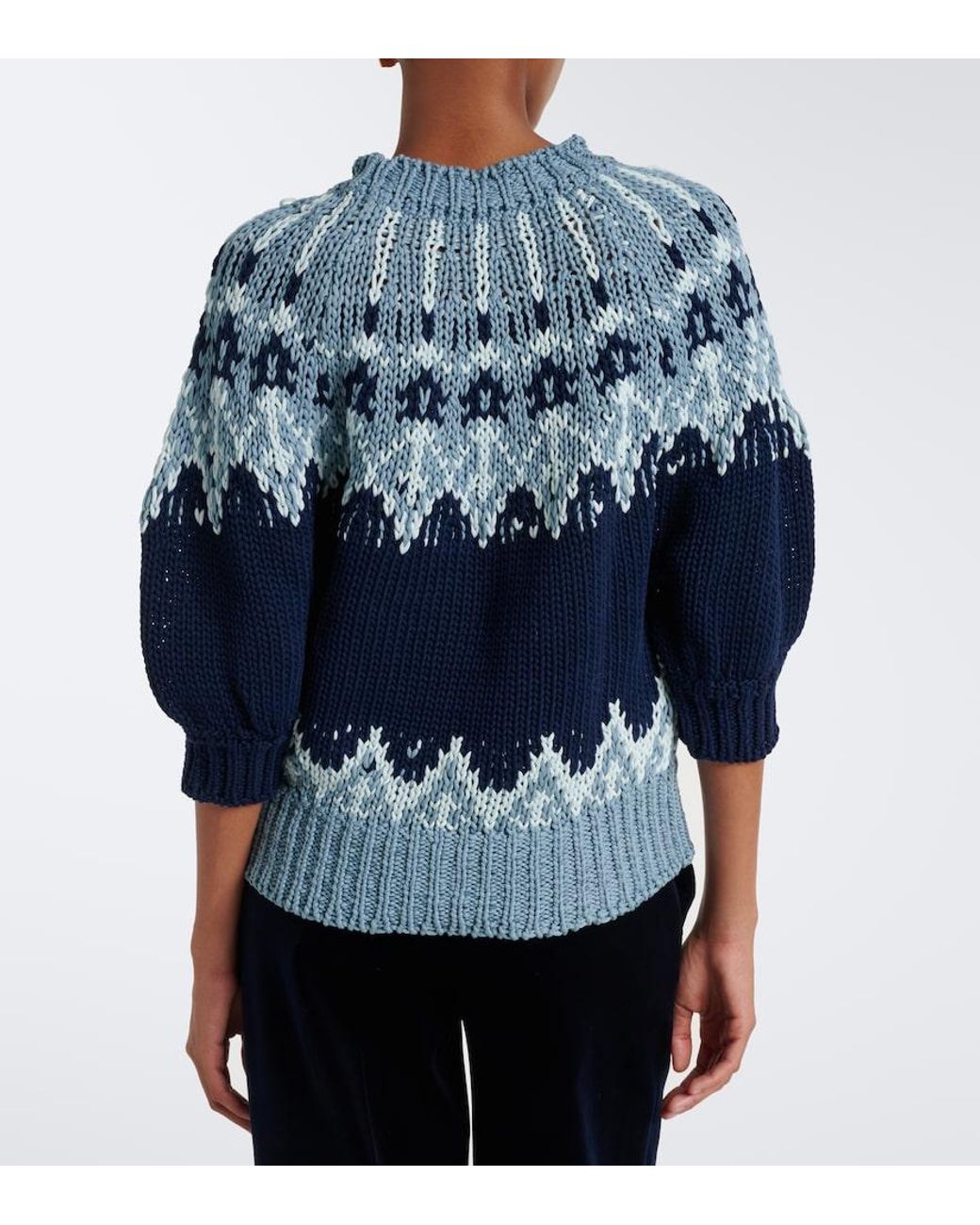 Altuzarra Blue Marty Fair Isle Cotton Sweater