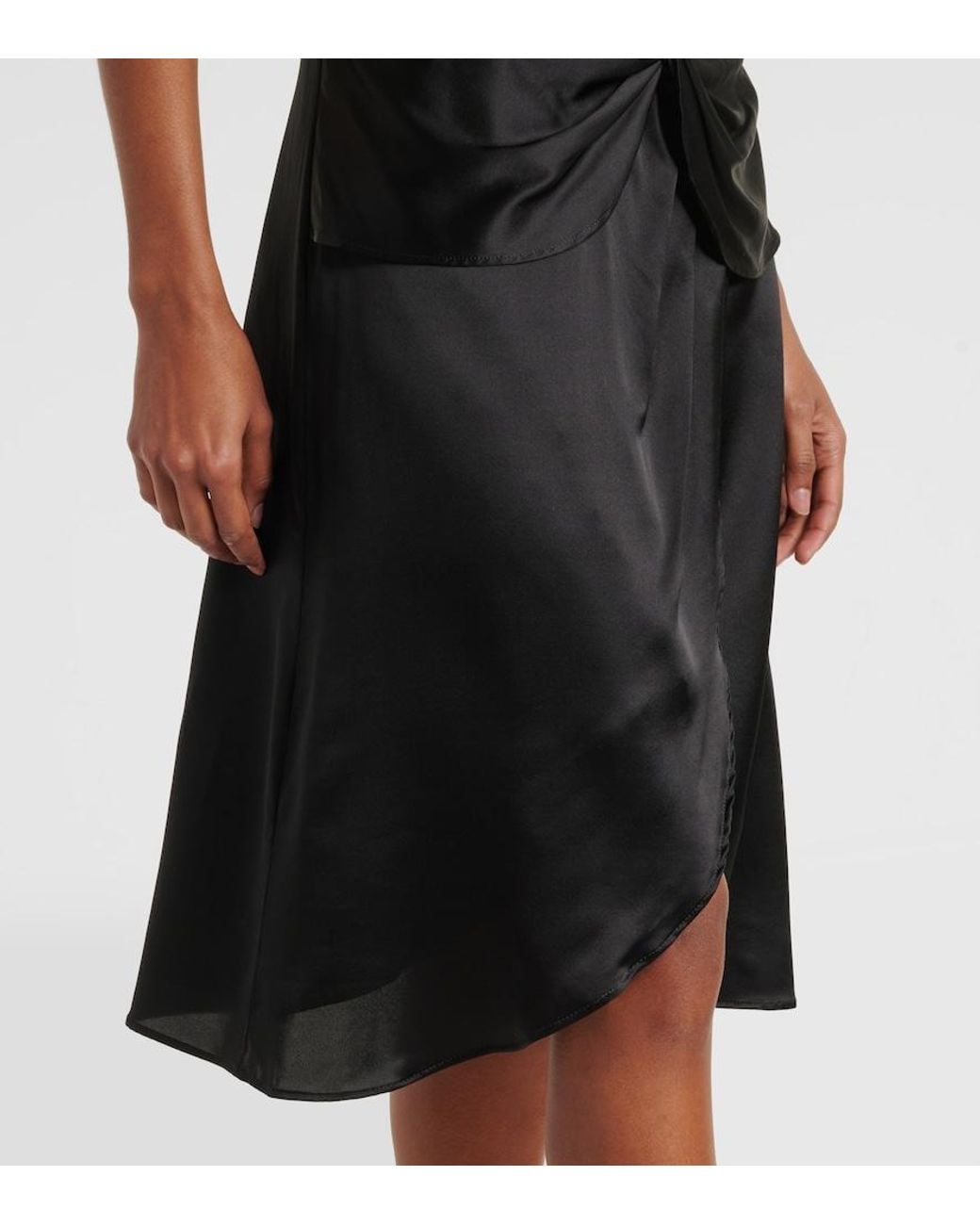 Nina Ricci Black Gathered Halterneck Satin Minidress