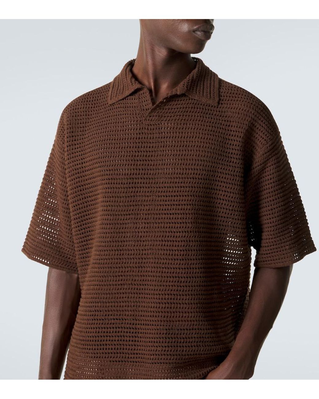 Polo De Algodon Y Seda Auralee de hombre de color Brown