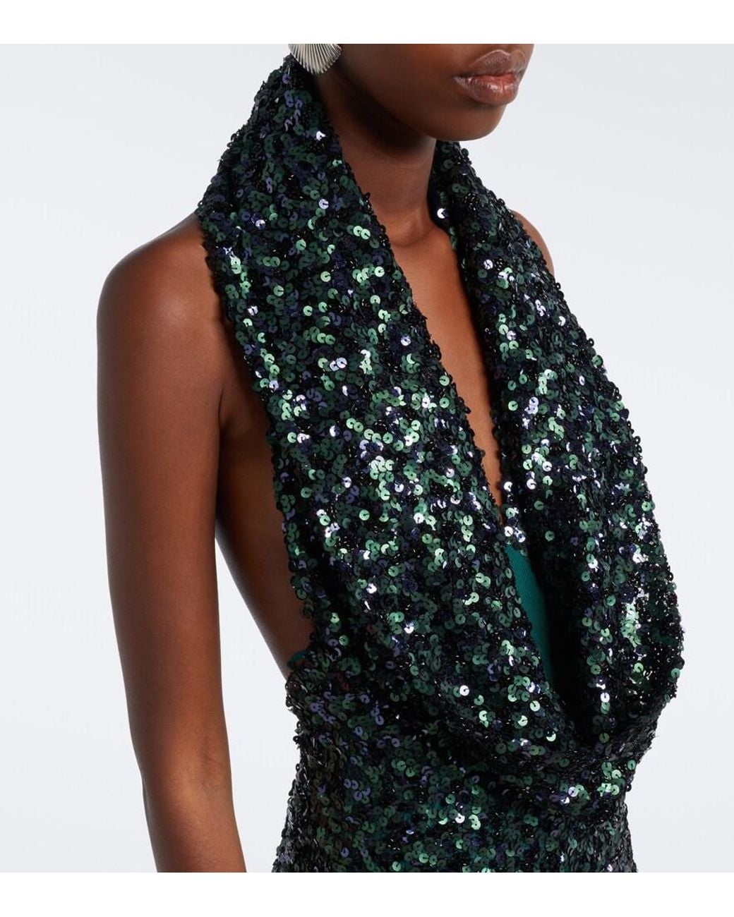 Christopher Esber Black Sequined Halterneck Gown