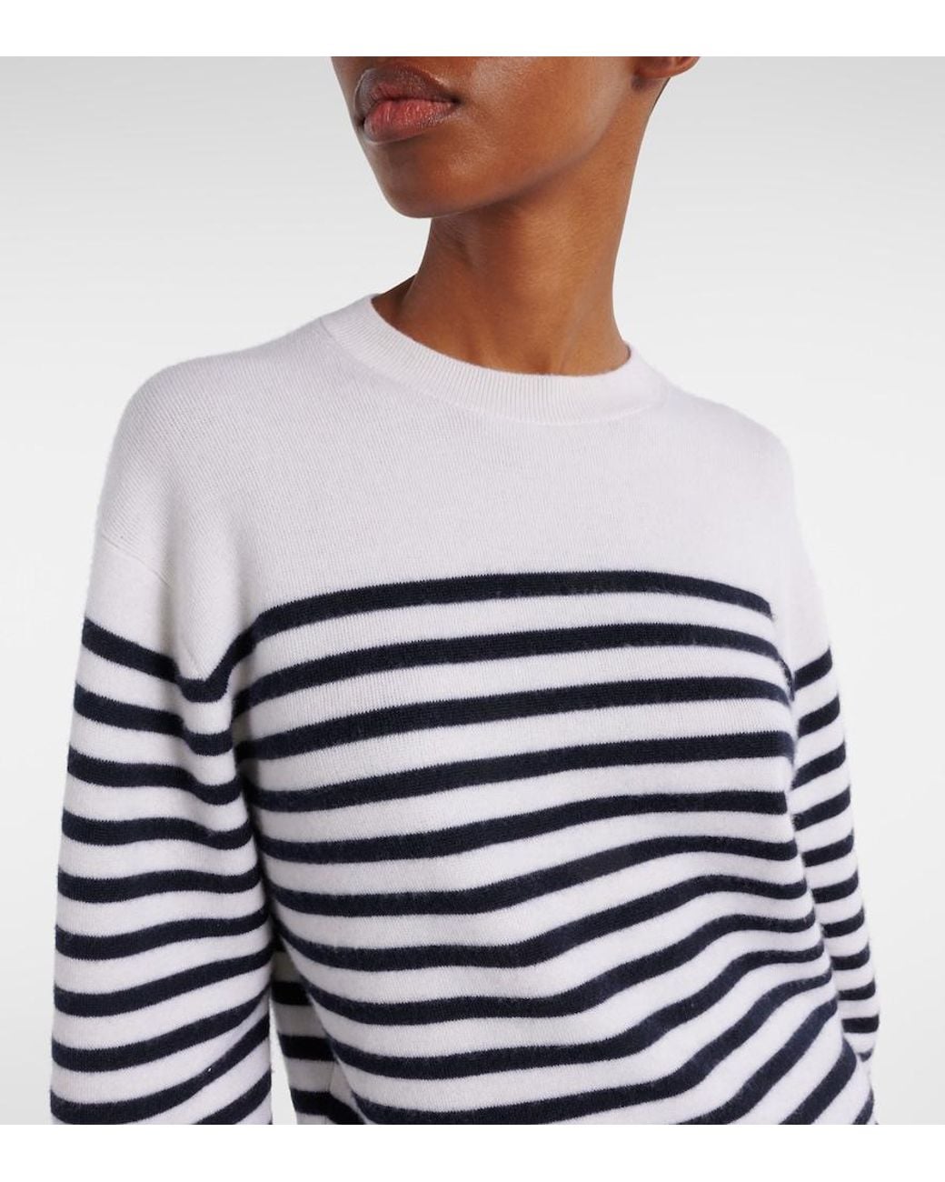 Khaite Blue Viola Striped Cashmere-Blend Sweater