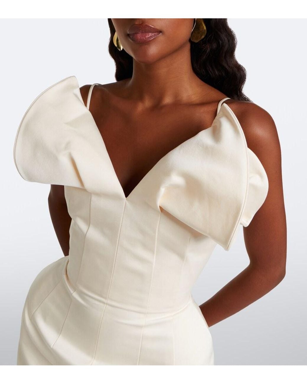 Magda Butrym Natural Draped Cotton And Silk Corset Dress