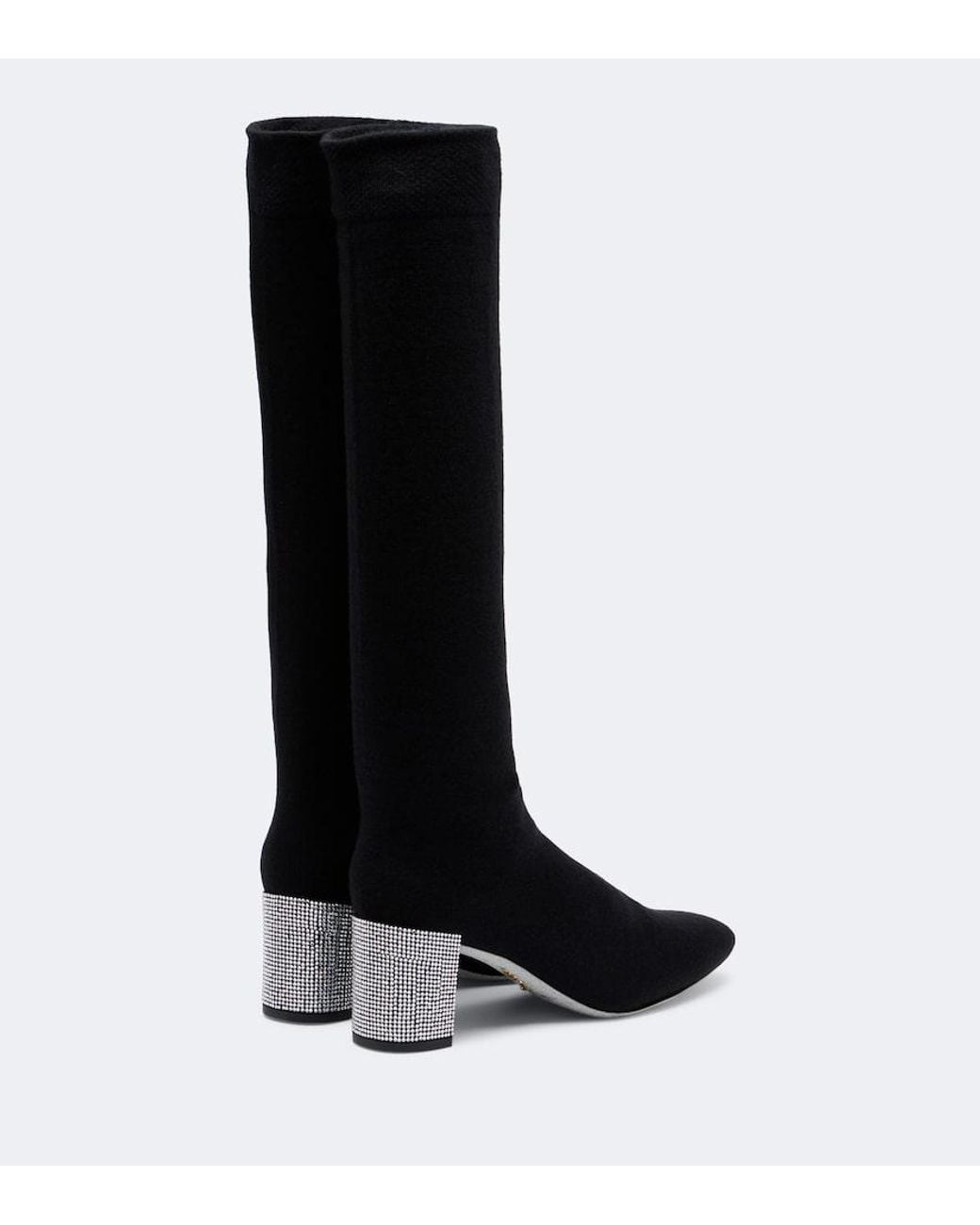 Rene Caovilla Black Sonia Crystal-Embellished Knee-High Boots