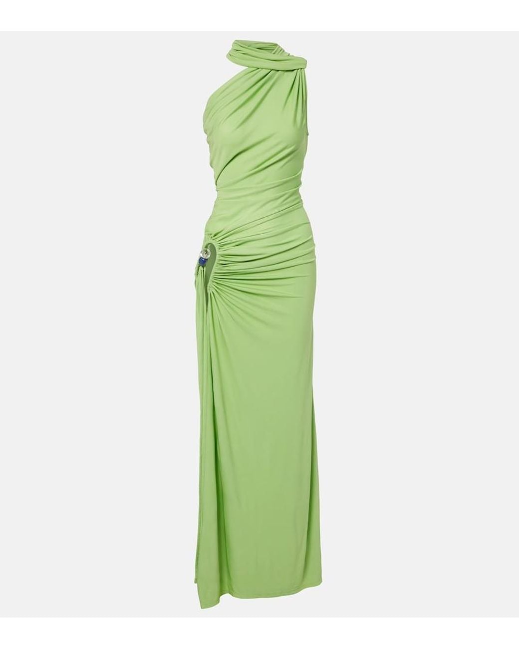 Christopher Esber Green Cutout Embellished Draped Maxi Dress