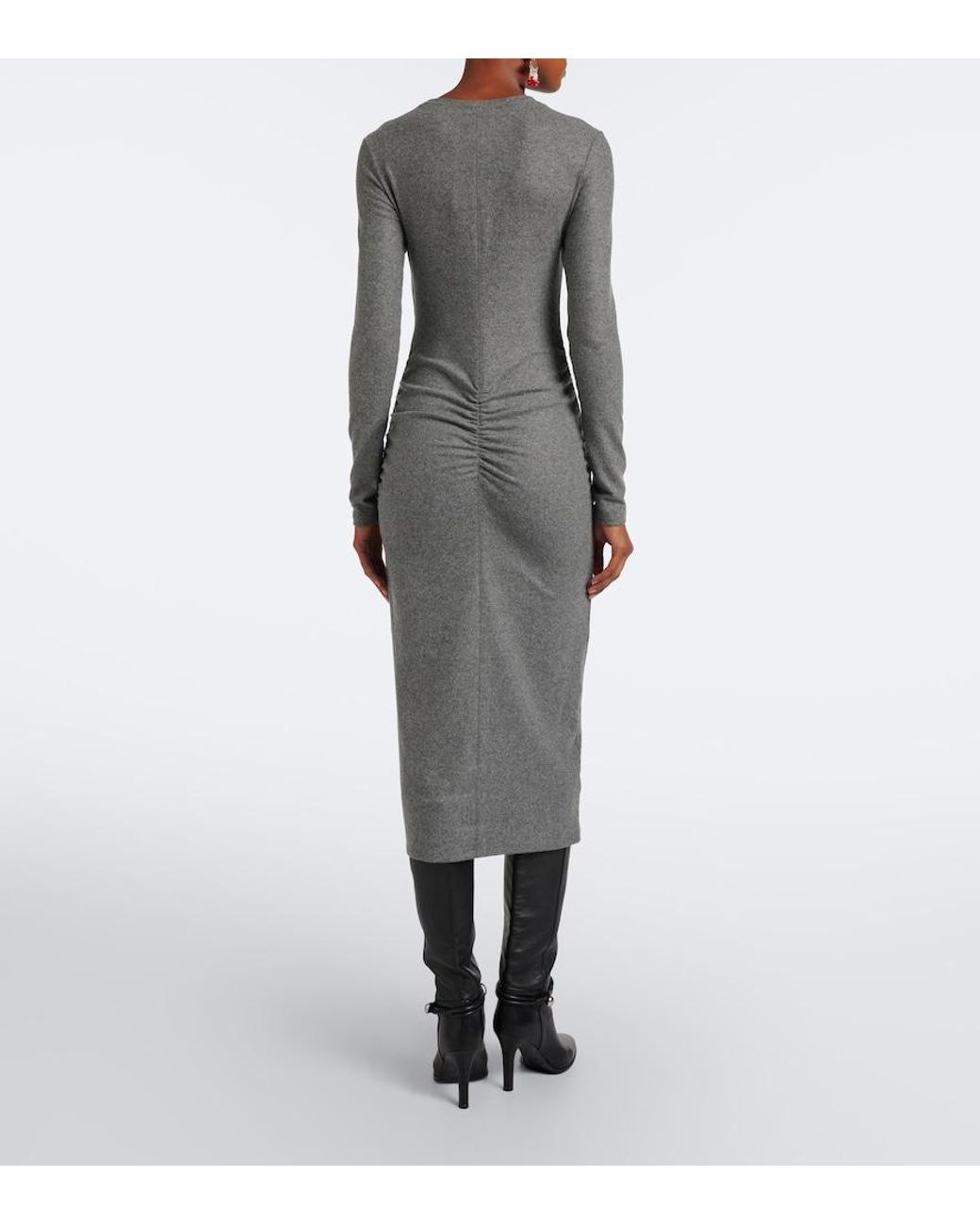 Isabel Marant Gray Dyling Ruched Jersey Midi Dress