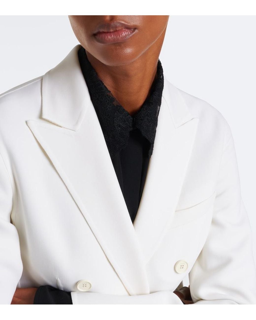 Fendi White Double-Breasted Virgin Wool Blazer
