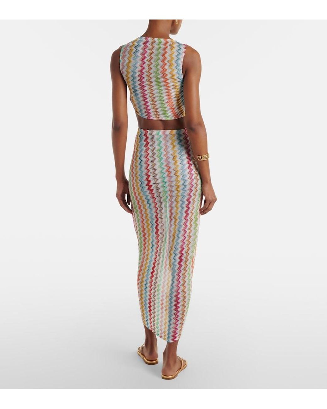 Missoni Multicolor Zigzag Asymmetric Midi Skirt