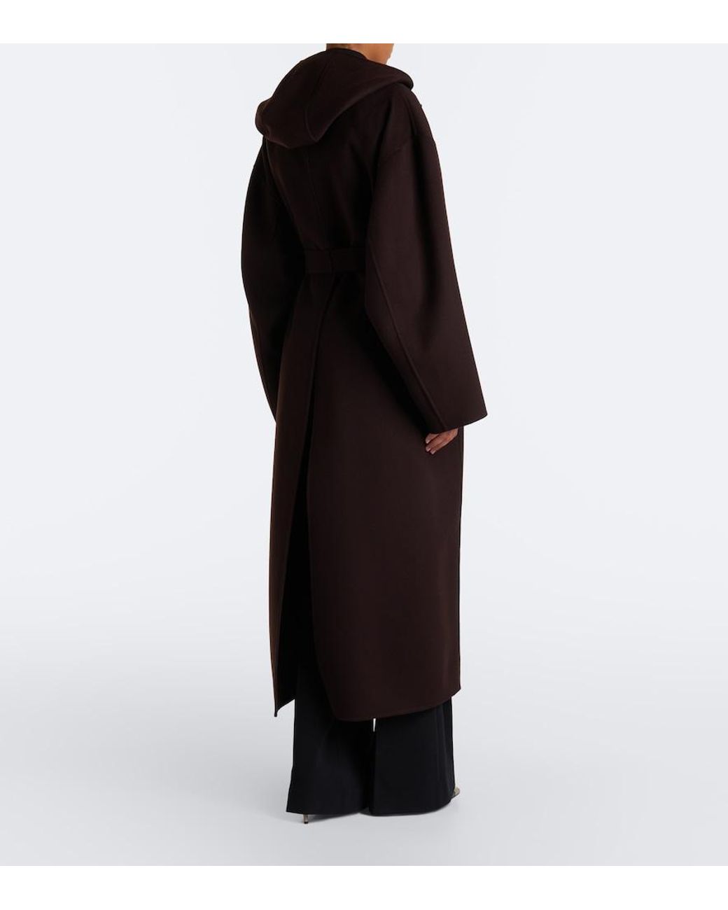 Sportmax Black Belted Virgin Wool Coat